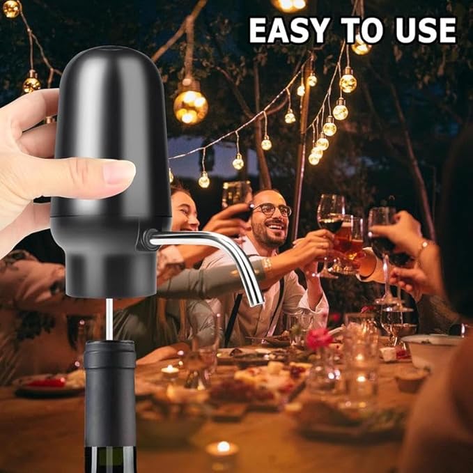 Electric Wine Aerator Wine Pump Dispenser for Wine Bottles Elegant Stainless Steel Design, Rechargeable Gift for Wine Lovers.