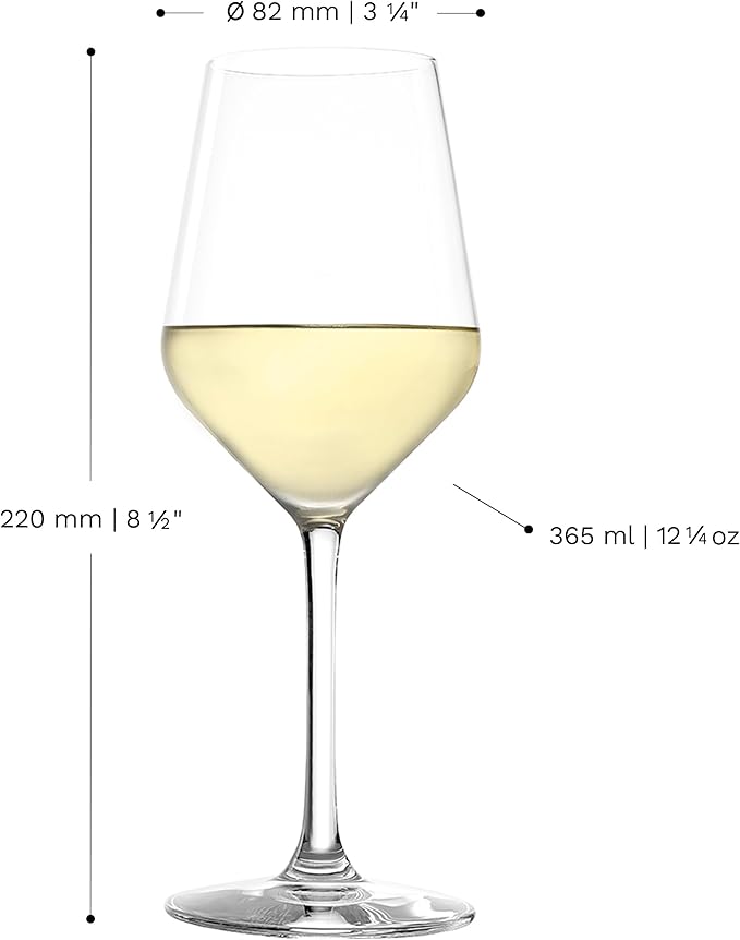 Stölzle Lausitz White Wine Glasses Revolution 6-Piece Set 12 1/4 oz – Wine Glasses Ideal for Heavy White Wines & Medium-Bodied Reds – Elegant White Wine Goblet – Dishwasher Safe & Made in Germany