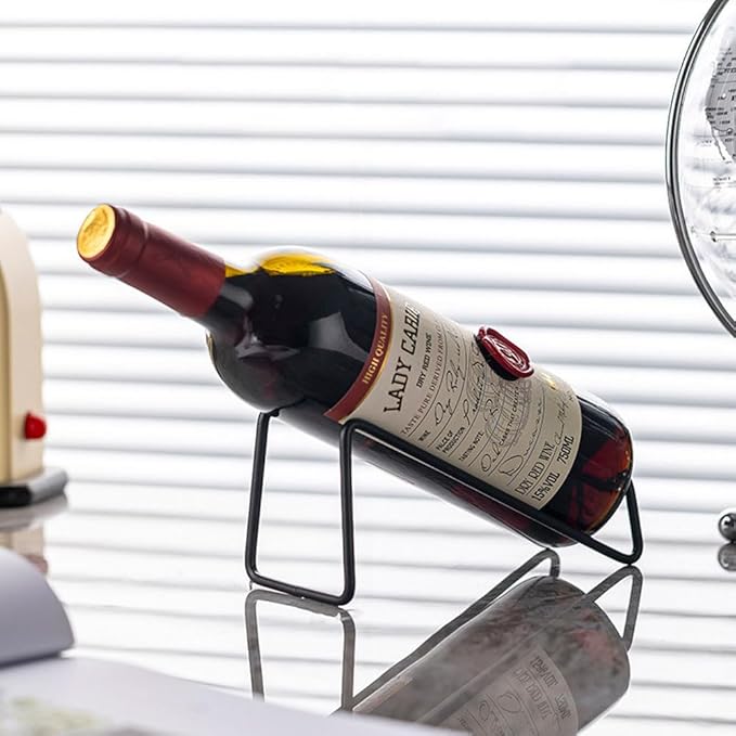 4Pcs Simple Wine Rack, Tabletop Wine Display Rack Wine Bottle Holder, Gift for Kitchen Home Decoration (Black)