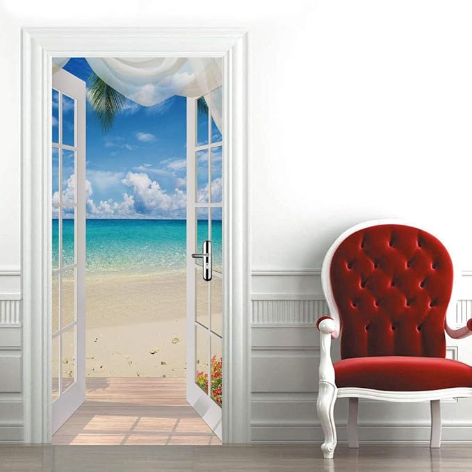 3D Door Stickers Murals - Landscape Peel and Stick Waterproof & Washable Matt Finish 37.4" x 82.7"