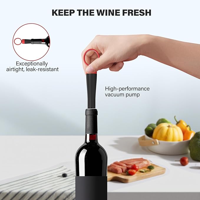 F-Elephant Wine Bottle Opener, Manual Vertical Lever Corkscrew Wine Opener with Foil Cutter, Extra Spiral, Wine Stopper and Pourer for Waiter, Bartender and Home Use