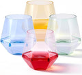Goodluck 40 PCS Diamond Stemless Plastic Wine Whiskey Glasses, 12 Oz Disposable Cocktail Glasses, Suitable for Weddings, Birthday Parties, Family Gatherings, Bars, etc （Multi-color cups）