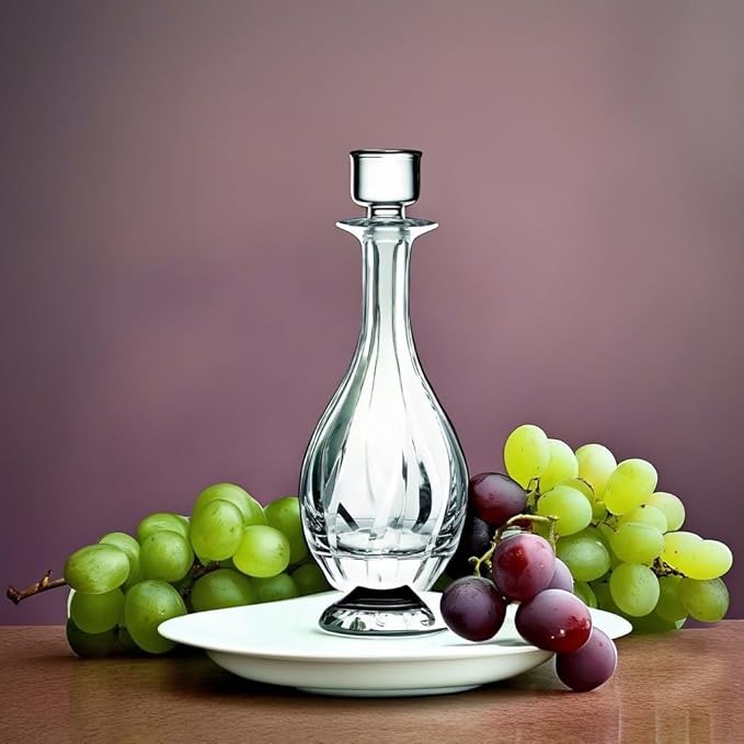 Glass Wine Decanter with Stopper - Carafe - for Red - White - Wine - Crystal Glass 30 Oz. - Made in Europe - by Barski