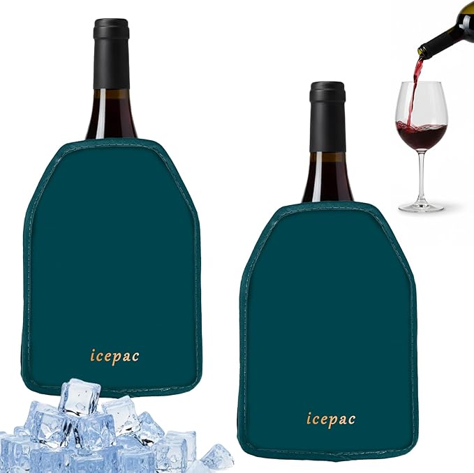 Wine Cooler Sleeve, Wine Bottle Gel Cooler Sleeve Freezer Chiller, Long Lasting Keep Wine Cool and Chill Sleeve for Prosecco Champagne Beer Wine Bottles(2PCS Blackish green)