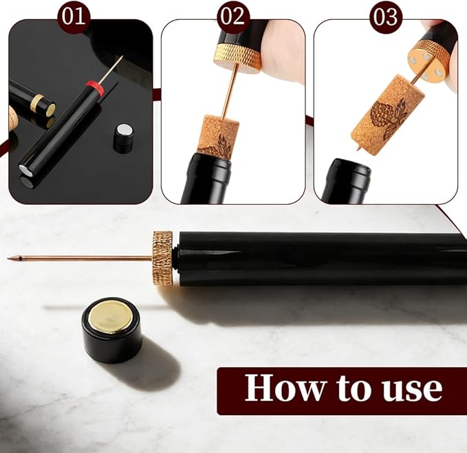 2pcs Aeropop Wine Opener Needle Type Wines Bottle Openers Travel Portable Pocket Air Pressure Pump Bottle Open for Home,Restaurant, Party(COLOR:black)