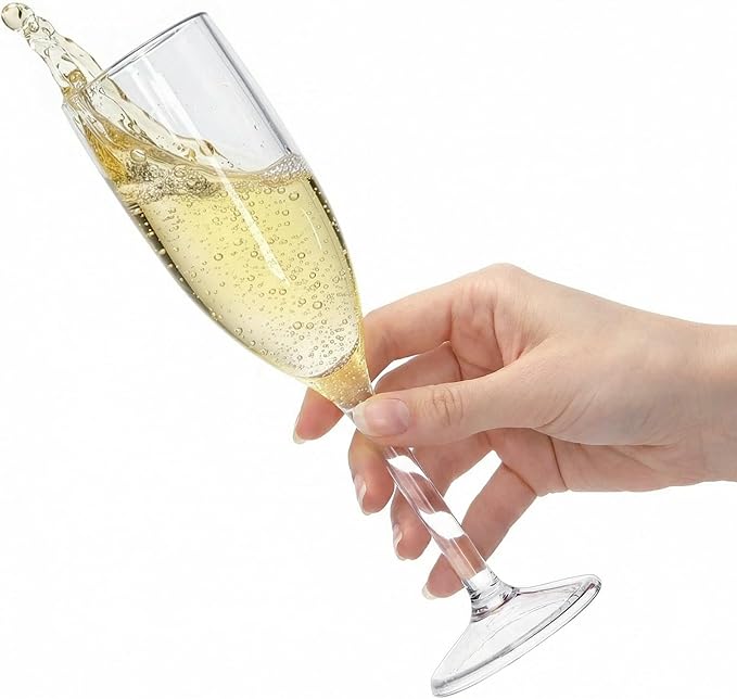 Elsjoy 12 Pack 5 oz Plastic Champagne Flutes, Reusable Champagne Glasses Unbreakable Champagne Toasting Flutes for Wedding, Party