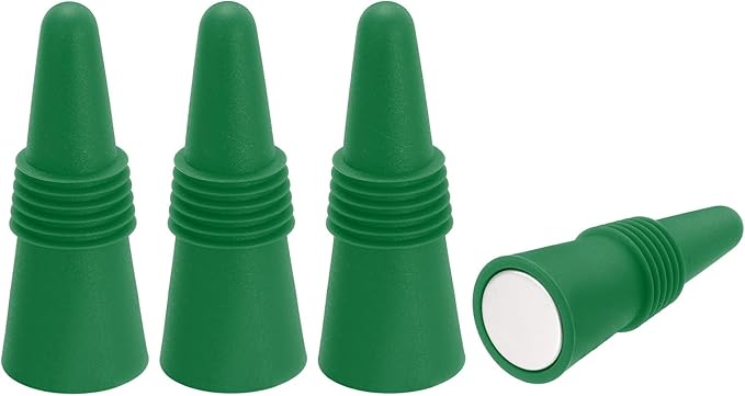 MECCANIXITY 4Pcs Wine Stoppers High Temp Silicone Plug T Shaped Wine Bottle Stopper Wine Outlet Cap Bottle Cover, Dark Green