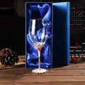 Simcat Handmade Painted Enamel Flower Glass Wine Glasses Transparent Refined Goblet, Stem For Cabernet, Gifts (pink single gift box,small flower)