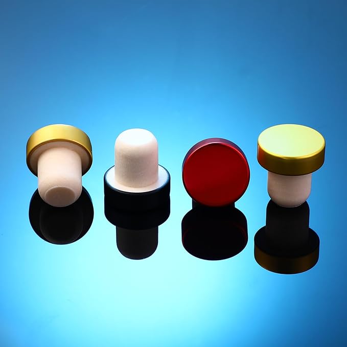 Yookeer T-shaped Stopper Cork Wine Bottle Stoppers Reusable Wine Sealing Plug for Beer Bottles DIY Craft(Black, Gold, Red,24 Pieces)