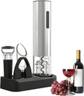 5-in-1 Electric Wine Opener - Auto Wine Bottle Opener with Storage Base,Foil Cutter,Aerating Pourer & Vacuum Stoppers | USB-C Rechargeable | 40+ Opens Per Charge | Gift for Housewarmings
