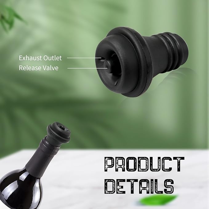 52 Pcs Wine Stopper Vacuum Pump Sealer Silicone Saver Resealable Bottle Stoppers for Wine Bottles, Glass Bottles, Kitchen Supplies(Black)
