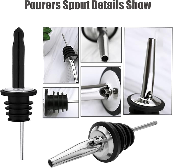 10 Pack Liquor Pour Spout, Liquor Bottle Pourers, Pour Spouts for Liquor Bottles with Dust Caps Seal Covers, Bar Tool, Hygienic, Dishwasher Safe