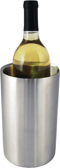True Cellar Wine Chiller, Double Walled Stainless Steel Bottle Chiller, No Ice Needed, Fits Standard Bottles, Silver, Set of 1
