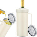 MAXSO 42oz Wine Chiller Iceless Cooler Tumbler - Gift for Wine Lovers, 2-IN-1 Stainless Steel Vacuum Insulated Bucket Portable Mug Cup Wine Accessory Keep Cold, Fit Most 750ml Wine & Champagnes, White