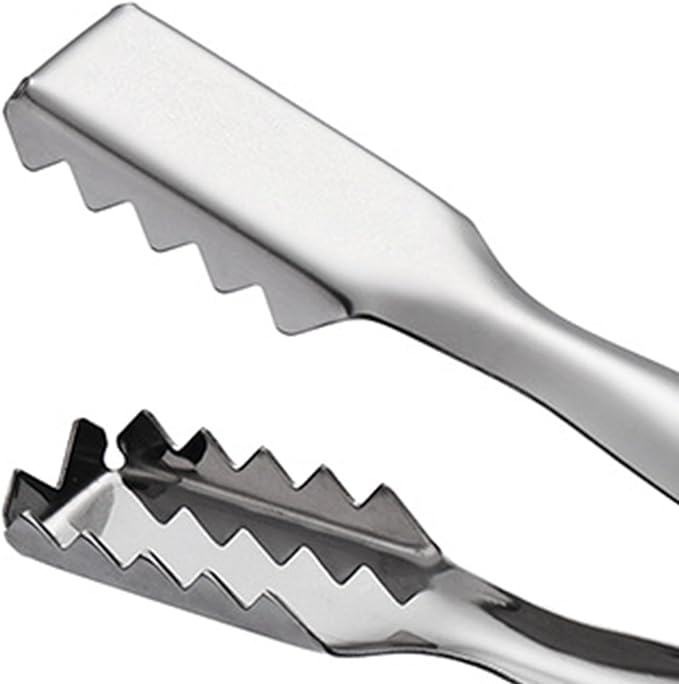 2Pcs Ice Tongs for Jumbo Ice Balls and King Cubes, Stainless Steel Ice Tongs for Ice Bucket with Serrated for Cocktails Whiskeys Drink Coffee