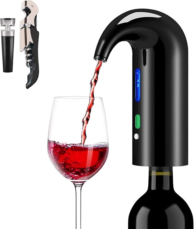 Fathers Day Gift Electric Wine Aerator & Automatic Wine Dispenser – 1-Button Instant Aeration, Decanter Wine Pourer for Red & White Wine, USB Rechargeable Wine Accessories – Best Wine Gift for Men