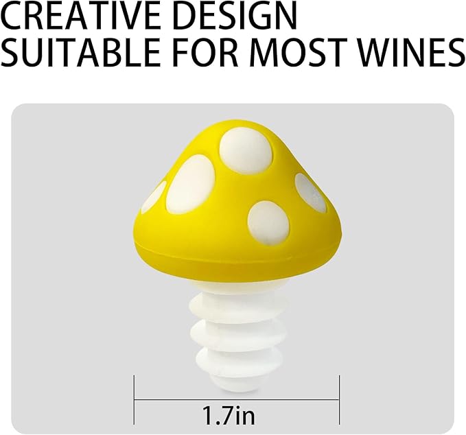 Yellow Mushroom Wine Stoppers Bottle Plug Wine Bottle Stoppers Accessories Kitchen Gadgets Kitchen Gift Set Creative Gifts Halloween Mushroom Decoration -2pcs Bottle Stoppers