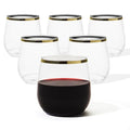 TOSSWARE POP 12oz Stemlesss Gold Rim Wine Glass Set of 48, Premium Quality, Recyclable, Unbreakable & Crystal Clear Plastic Cocktail Glasses