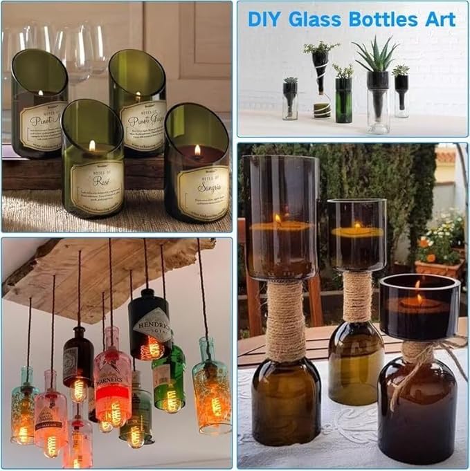 Glass Bottle Cutter & Bottle Cutter, Upgraded Glass Cutter for Bottles, Glass Cutting Kit for Wine, Beer, Liquor, Whiskey, Alcohol, Champagne, Bottle Cutter for Round Bottles