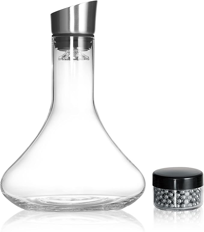 LEMONSODA Glass Wine Decanter Complete With Aerator Pourer, Filter, and Cleaning Kit - Crystal Clear Glassware, Lead-free, Great Gift For Wine lovers - 1500 mL