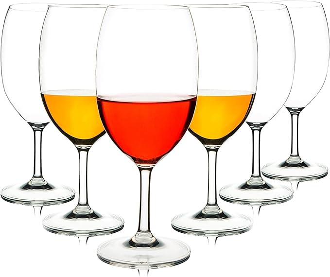 MICHLEY Unbreakable Wine Glasses, 100% Tritan Plastic Shatterproof Large Wine Glasses 20 oz, Set of 6