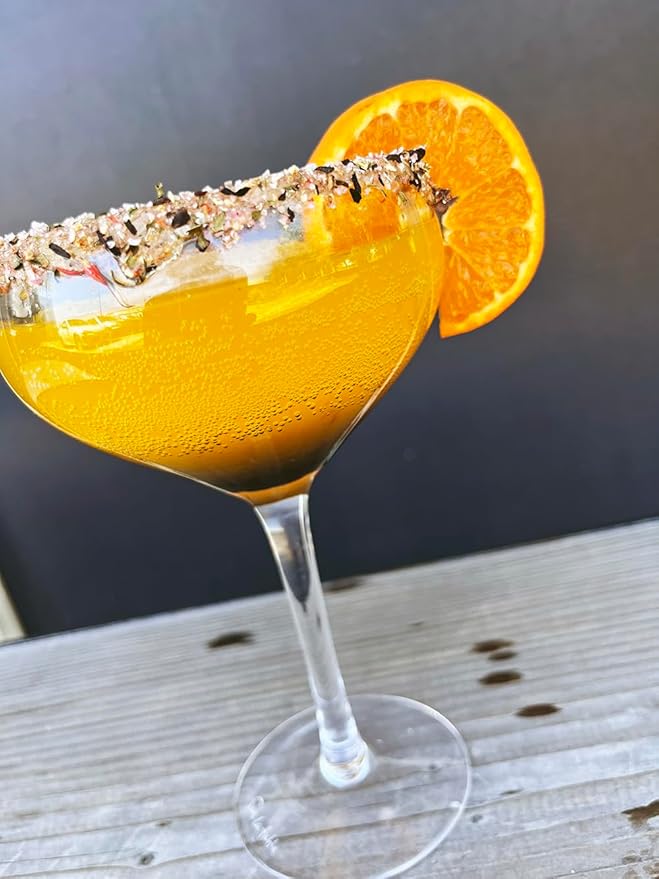 Garden Glow Cocktail Rimmer – Citrus & Botanical Drink Garnish with Hibiscus, Rose, Orange & Mint – Perfect for Margaritas, Mojitos, Palomas, Cocktails, Mocktails, Teas & More