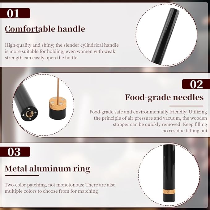 2pcs Aeropop Wine Opener Needle Type Wines Bottle Openers Travel Portable Pocket Air Pressure Pump Bottle Open for Home,Restaurant, Party(COLOR:black)