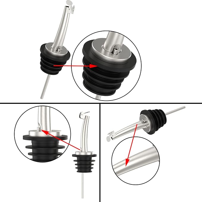 Axe Sickle 2 Pcs Oil Spout Liquor Bottle Pourer Spouts Stainless Steel Speed Pour Spouts Olive Oil Dispenser Spout for About 3/4" Bottle Mouth, with Flip Top