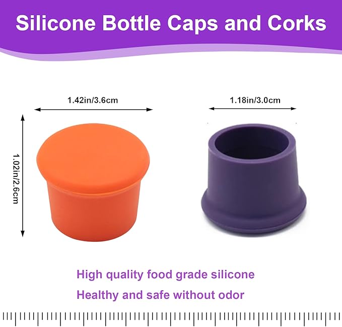 12 PCS MultiColor Silicone Wine Stoppers, Reusable Sparkling & Champagne Corks, Sealed Beverages Beer Bottle Caps, Keeps Wine Fresh