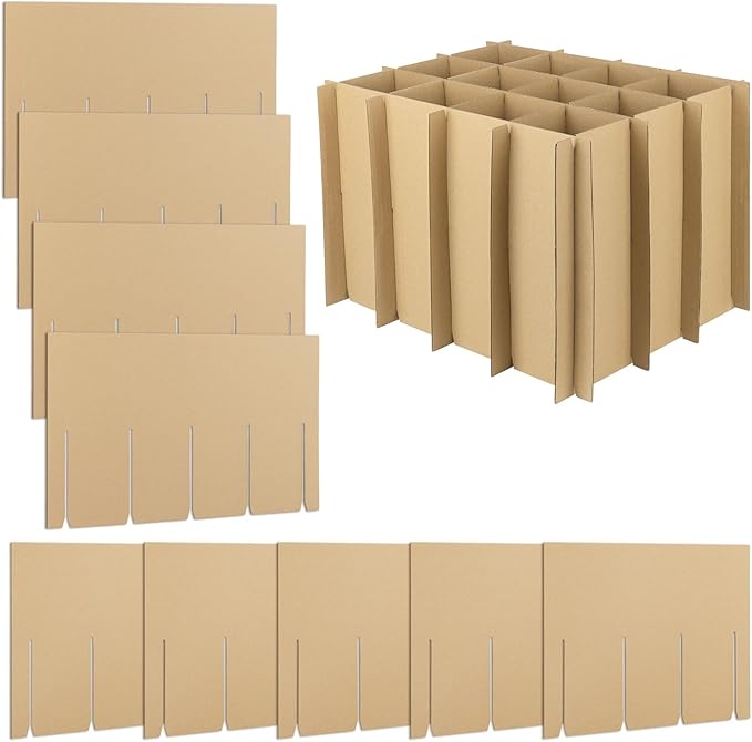 Golden State Art, 4 Sets Moving Box Glass Divider for Wine Glassware, Protect Plate Bottle Ceramic Packing, Fit for 18x14x12 Inch Box (Excluding Box)