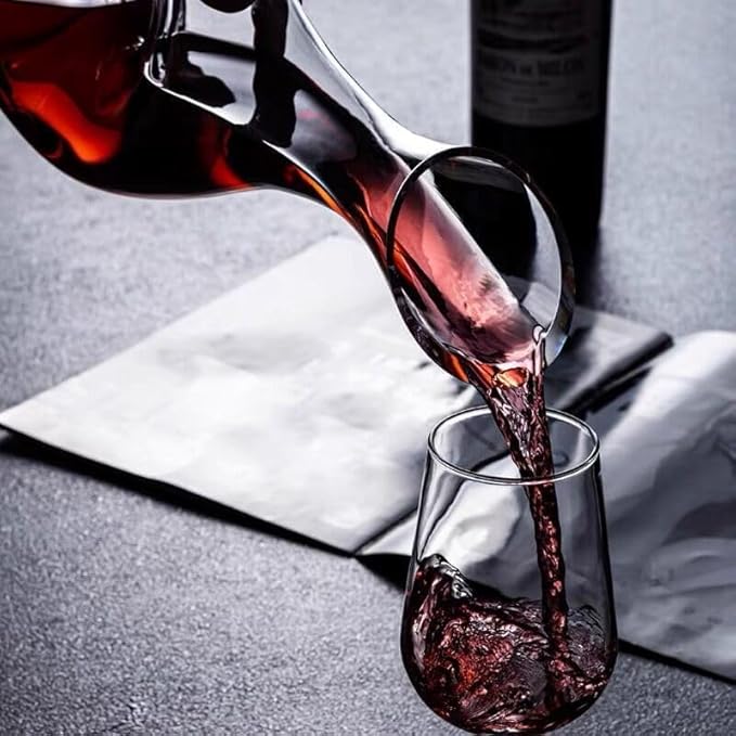 60oz Wine Decanter, Hand-Blown Lead-Free Crystal Wine Aerator, Built-in Stainless Steel Filter for Wine (40.6OZ)