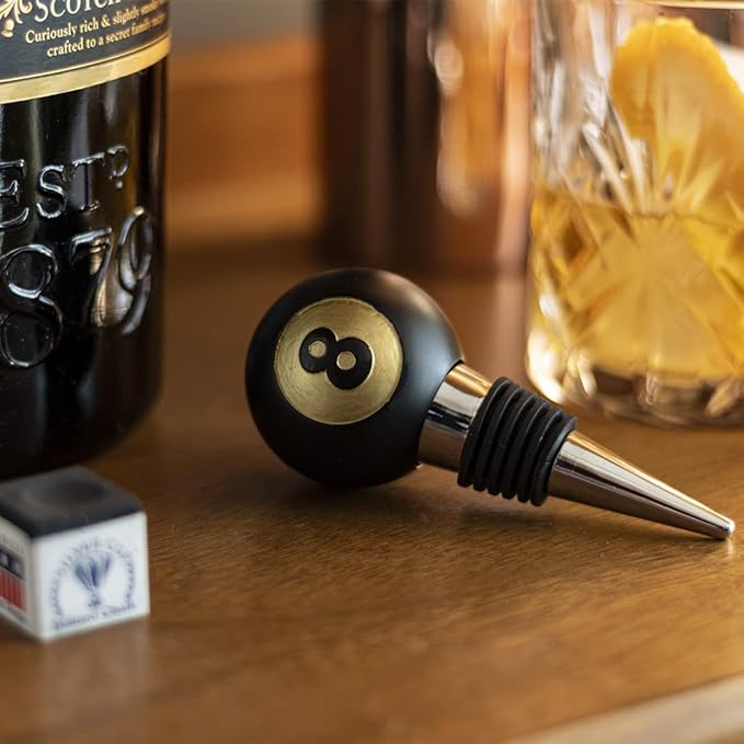 Iron & Glory Wine Stopper 8-Ball | Decorative Wine Stoppers & Kitchen Gadgets | Luxury Bottle Stopper Wine Accessories | Wine Gifts | Reusable Liquor, Champagne & Wine Saver | Gifts For Wine Lovers