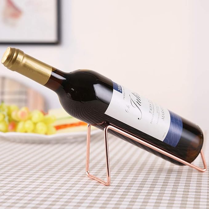 4Pcs Simple Wine Rack, Tabletop Display Holder for Bottles, Gift for Kitchen Home Decoration (Rose Gold)