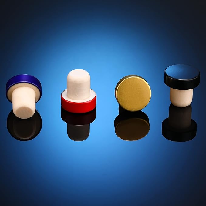 Yookeer T-shaped Stopper Cork Wine Bottle Stoppers Reusable Wine Sealing Plug for Beer Bottles DIY Craft(Red, Blue, Black, Gold,36 Pieces)