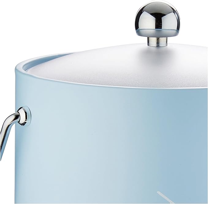 Kraftware Pastimes 3qt Ice Bucket with an Acrylic Cover and Bale Handle (Fishin', Light Blue)