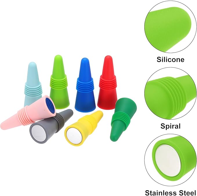 MECCANIXITY 4Pcs Wine Stoppers High Temp Silicone Plug T Shaped Wine Bottle Stopper Wine Outlet Cap Bottle Cover, Grass Green