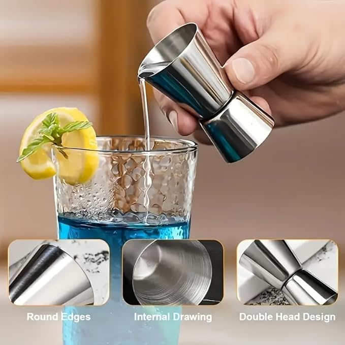 XDNOOK 5pcs Cocktail Shaker Set Bartender Kit,Professional Bar Set, Jigger,Mixer Spoon, Muddler, Liquor Pourers Ideal Bar Accessories for Home, Gift for Christmas, Birthday, Beginners