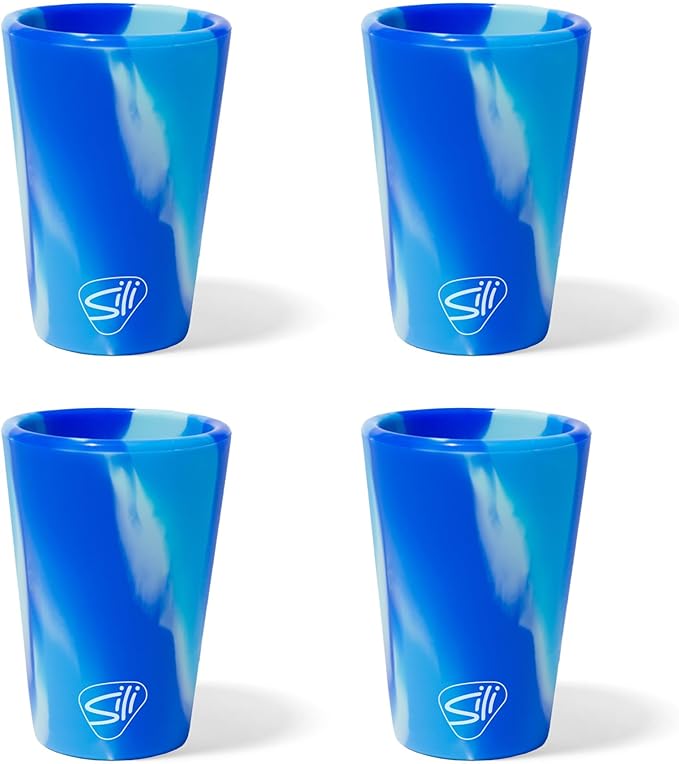 Silipint 1.5oz Silicone Shot Glasses with Handle – 4 Pack Unbreakable, BPA-Free, Non-Toxic, Dishwasher & Freezer Safe Shot Cups – Arctic Sky Glasses