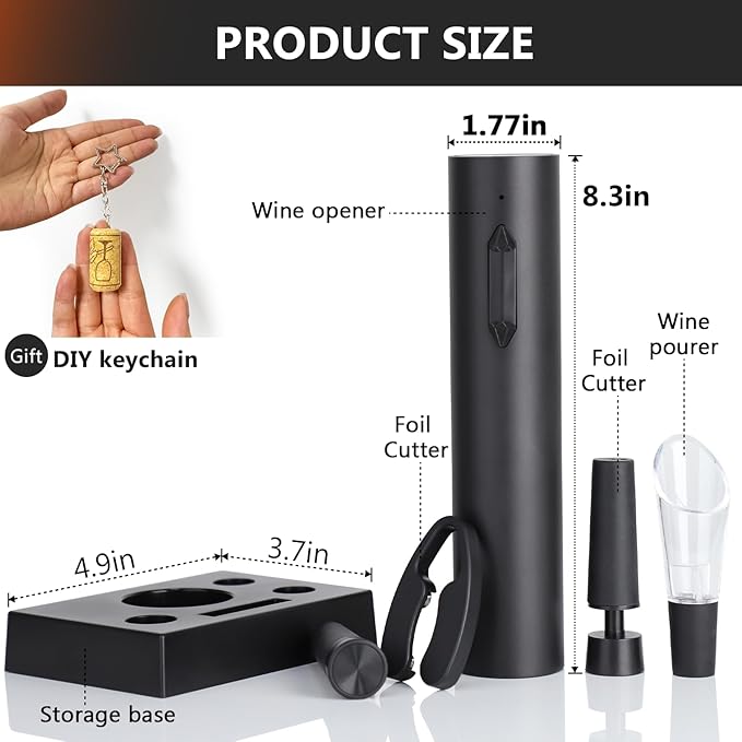 Rechargeable Electric Wine Bottle Opener - NUCOKRS One-click Button Corkscrew Remover Easy to Use for Wine Lovers Home Kitchen Party Wedding
