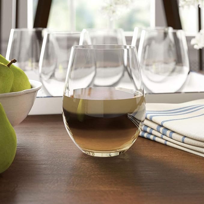Stemless Wine Glass, Red & White 18oz Stemless Wine Glass Set of 6, Drink Glasses with Durable Chip Resistant Rim, Large Wine Glasses for Enhanced Aeration, Wine Accessories for Parties (18oz -6Pack)