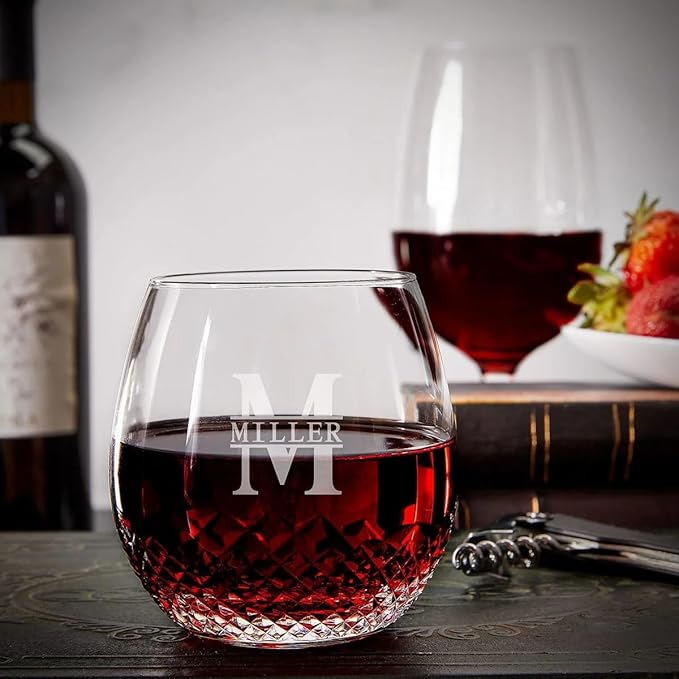 Avignon Custom Crystal Wine Glass Stemless - Personalized Stemless Wine Glass