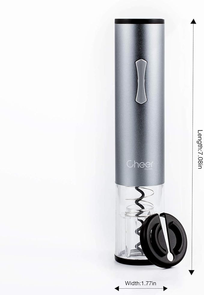 Electric Wine Opener Automatic Cordless One Touch Wine Opener Battery-Operated Corkscrew Foil Cutter and Batteries Included(Silver)7717-W102-023