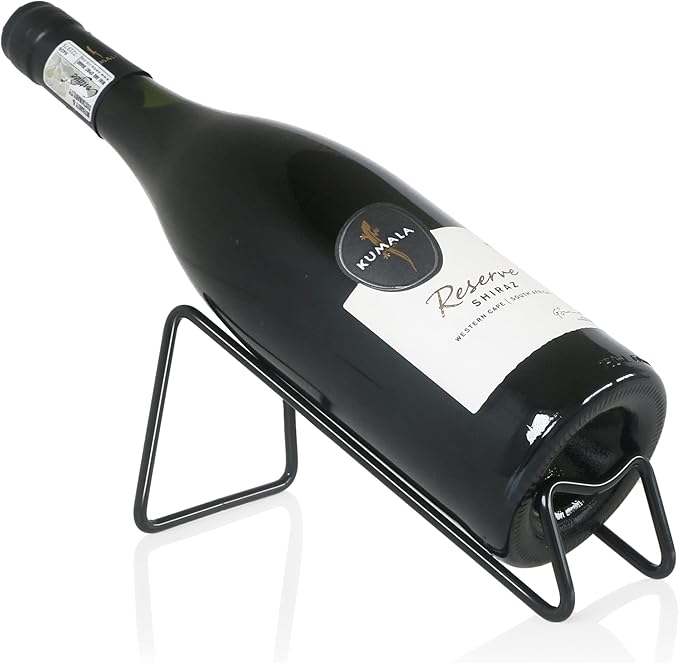 Metal Wine Rack Freestanding -Tabletop Wine Rack Holder - Countertop Wine Bottle Holder - Geometric Design for Table Top Wine Bottle Storage Rack,Perfect Wine Holder Stand (Black)