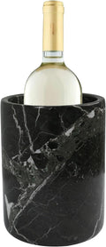 Marble Wine Cooler Black 6.5" Inches Handmade Beverage Cooler For Bar Accessories, Wine Chiller For Bottle and Champagne, Utensil Holder Or Bar Decor, Black
