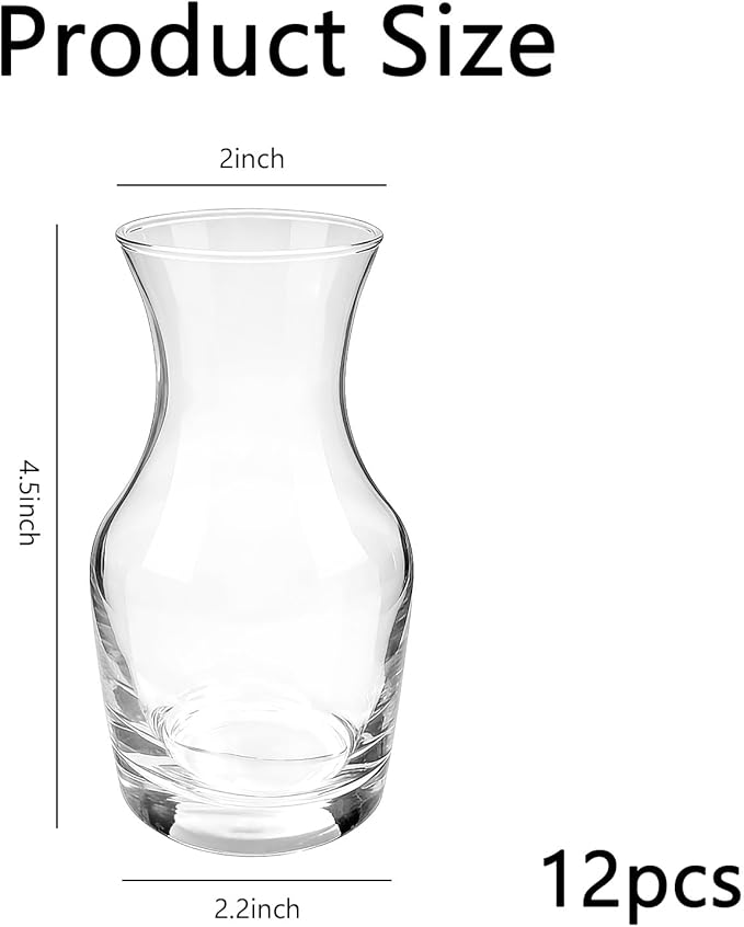 Set of 12 6 Oz Mini Wine Carafe Glasses - Single Serving Small Decanters for Individual Pours, Wine Tasting, Champagne, Juice | Ideal for Bars & Restaurants