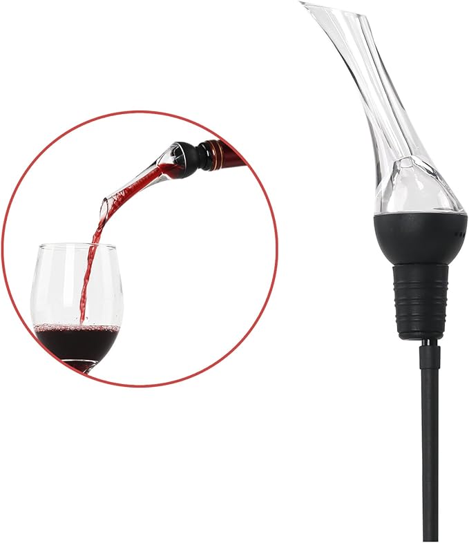 Aerating Pourer/Decanter Spout (Black) for Red Wine Convenient and Stylish