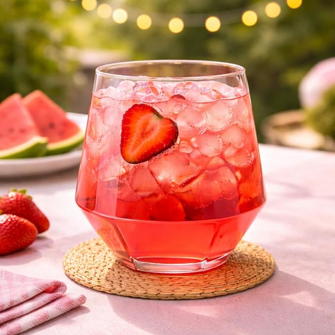 Oojami 40 Pack Diamond Plastic Wine Glasses 12oz Stemless Disposable Wine Cups - Shatterproof Unbreakable Reusable Recyclable BPA-Free Champagne Cocktail Whiskey for Parties, Weddings, Birthday