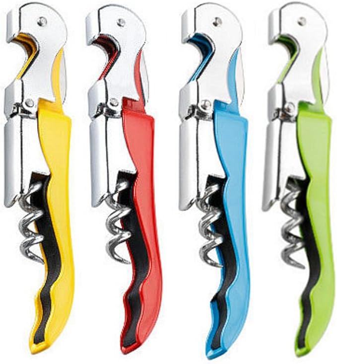 4-Pack Waiter Corkscrew Stainless Steel Travel Wine Opener Manual Professional Wine Key for Servers Multifunctional Travel Wing Wine Corkscrew with Foil Cutter