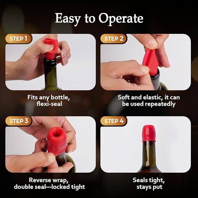 Silicone Wine Stopper for Wine Bottles, 2025 New Wine Stoppers for Wine Bottles, Seal Bottle Cover for Beer Champagne, Glass Bottle Sealer Covers Wine Stoppers for Home Use (12, No Handle)