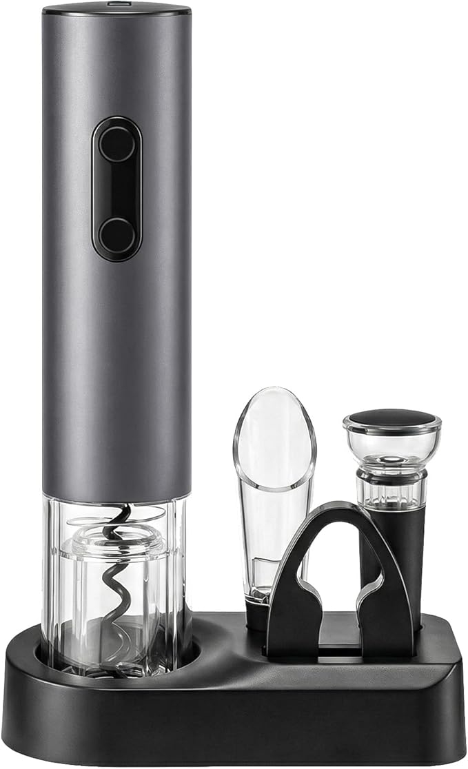 Electric Wine Opener 4-in-1 Automatic Wine Opener Set, Battery Operated Corkscrew Wine Opener and Electric Corkscrew Wine Bottle Opener Kit for Home Bar and Wine Enthusiasts